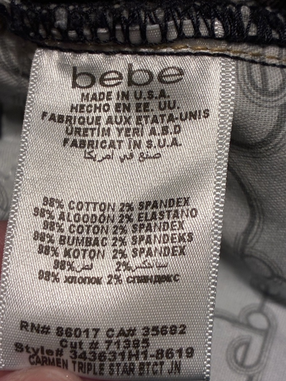 Bebe brand, size 31, dark blue jeans, sparkly bebe and stars on backside - Picture 10 of 13
